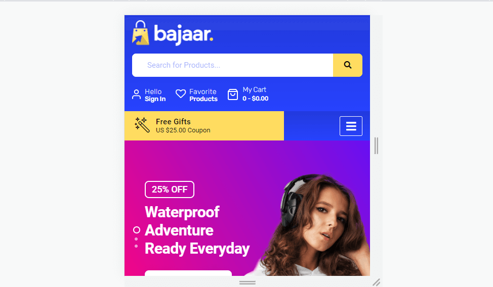 Responsive website with Bajaar