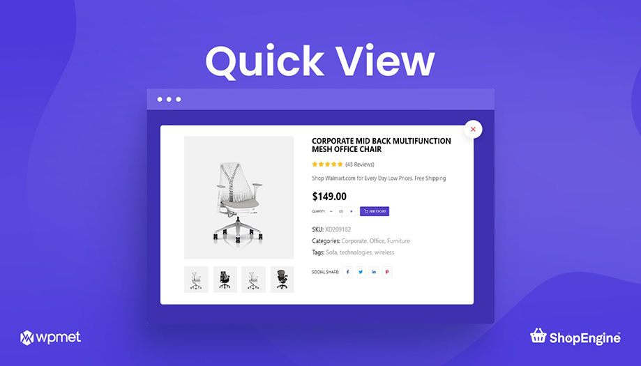 Quick view module of ShopEngine