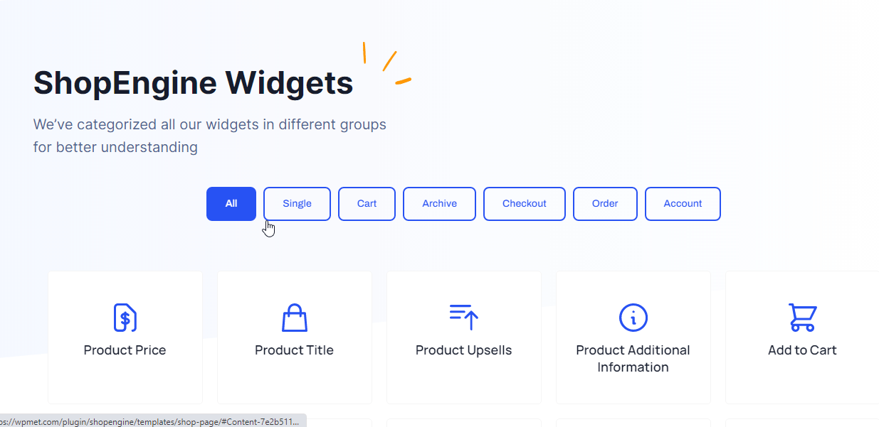 Widgets of ShopEngine