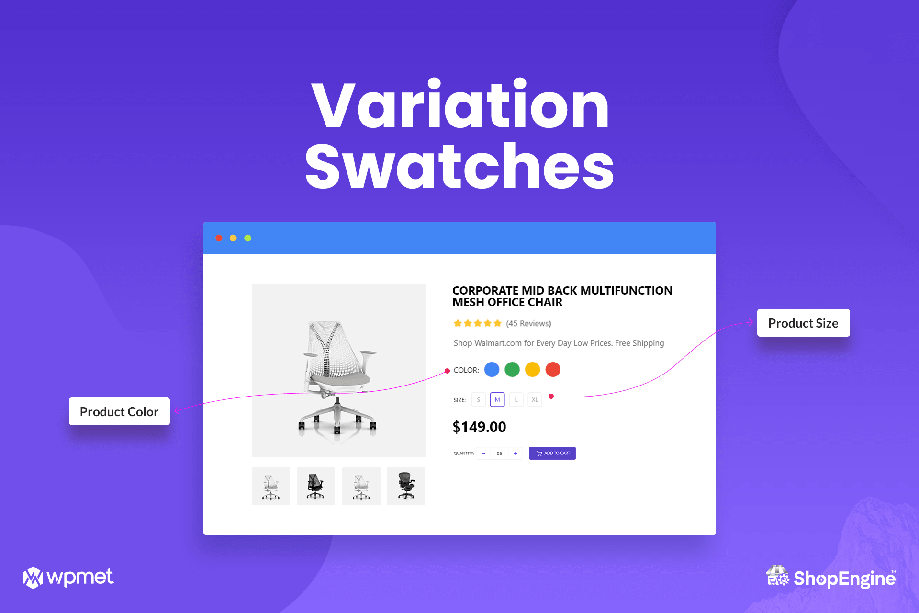 Variation swatches module of ShopEngine