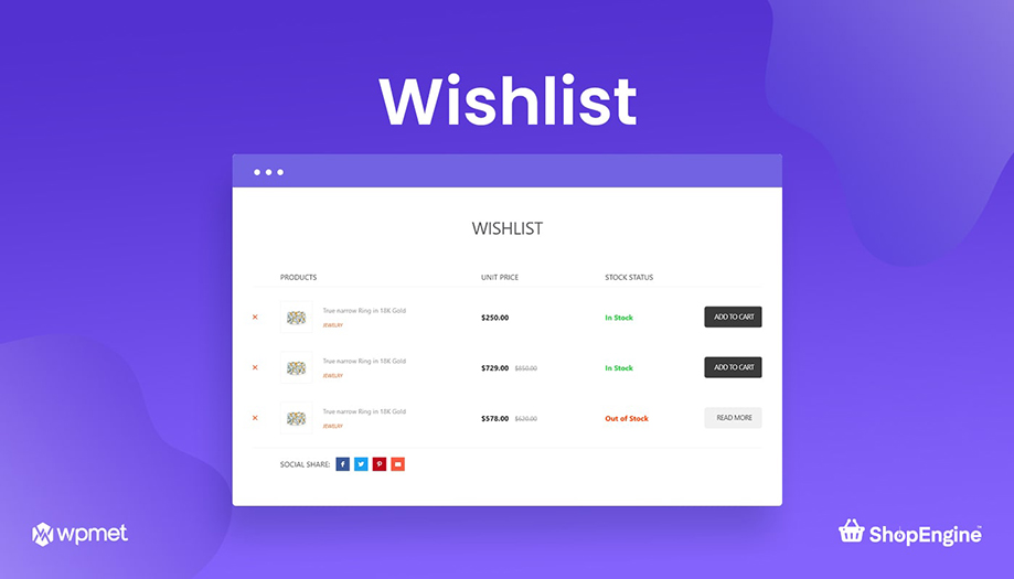 Wishlist module of ShopEngine