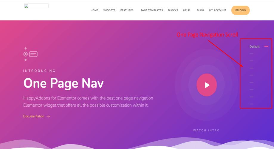 Happy addons one page navigations scroll