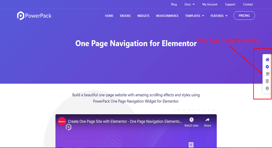 PowerPack one page navigation menu
