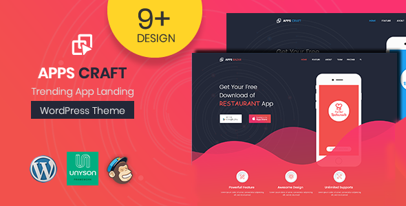 Apps Craft – App Landing Page WordPress Theme