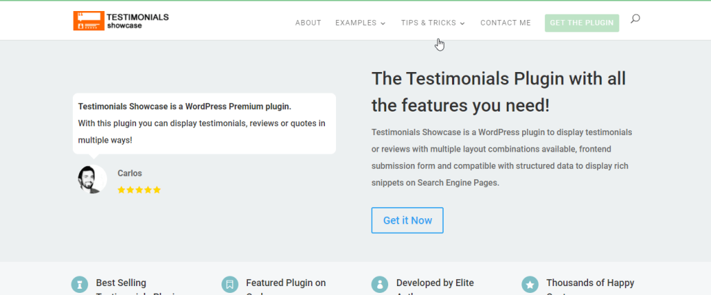 Testimonials Showcase WordPress testimonial plugin