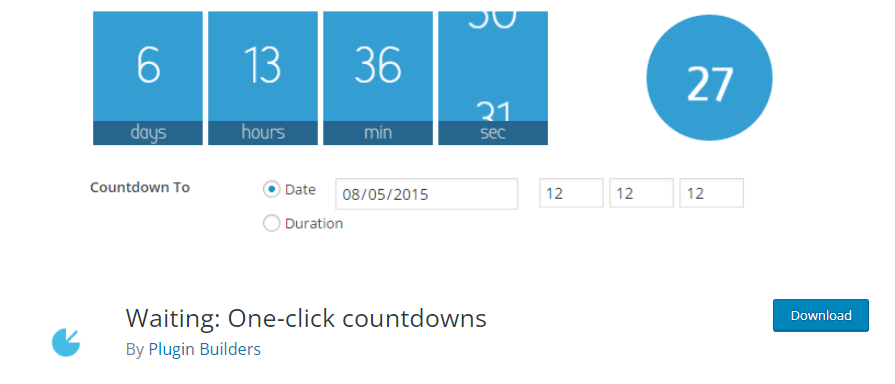 Waiting - One Click Countdowns - WordPress Countdown Timer plugin