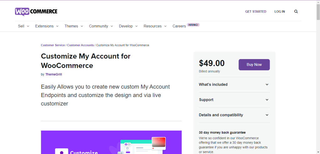 Customize My Account for WooCommerce plugin