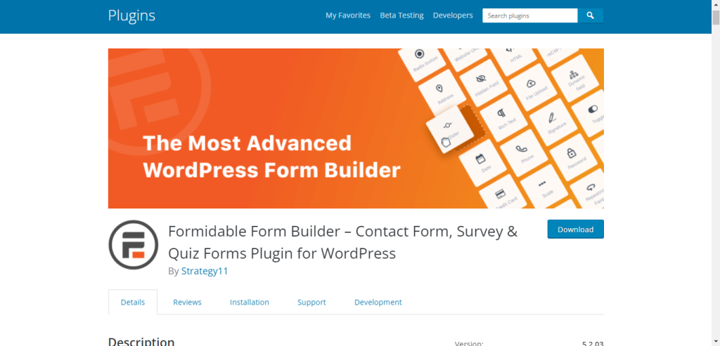 Formidable form for WordPress registration