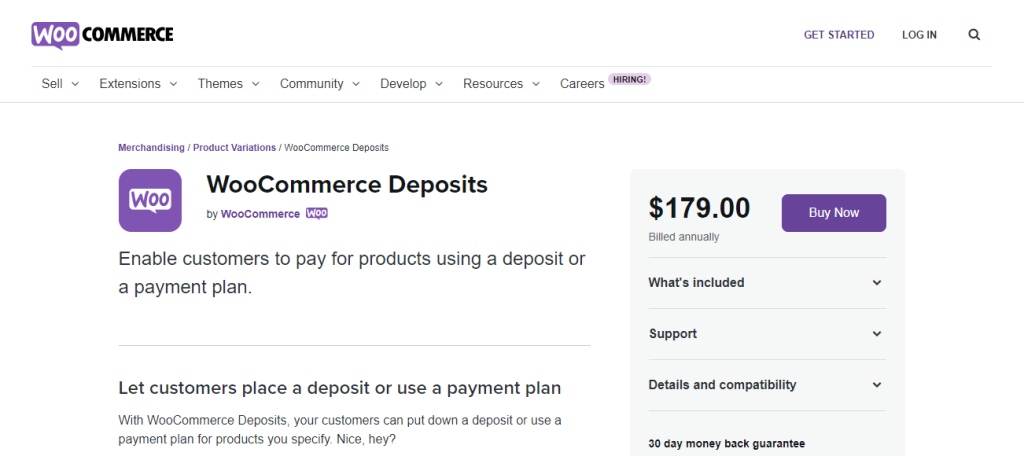 WooCommerce Deposits to add partial payment