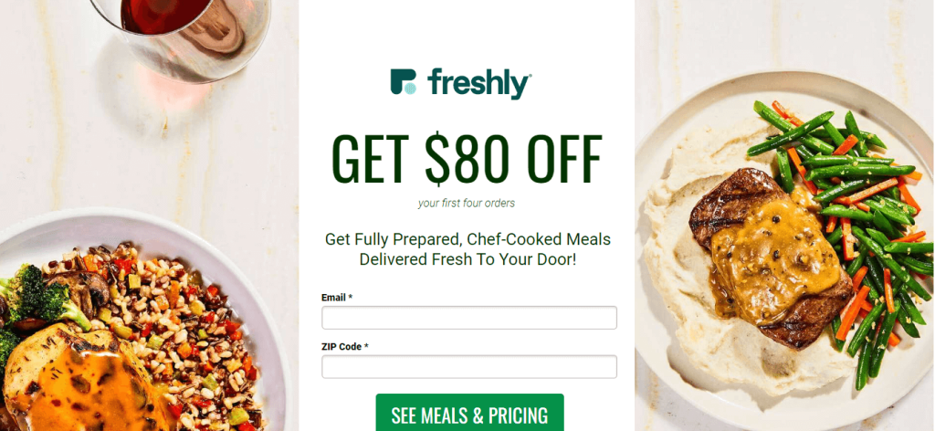Freshly is one of the best landing page examples