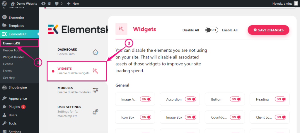 Enable widget to add custom tabs in WordPress