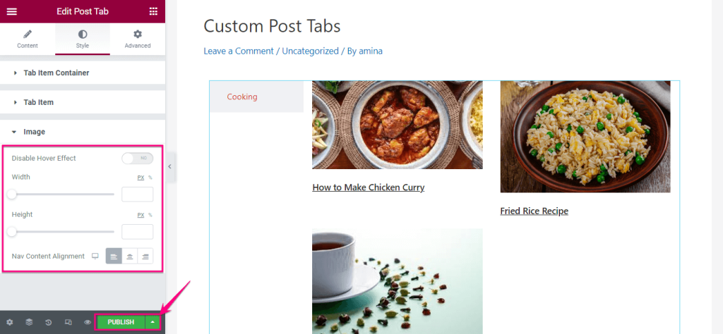 Customize the images of post tab using ElementsKit