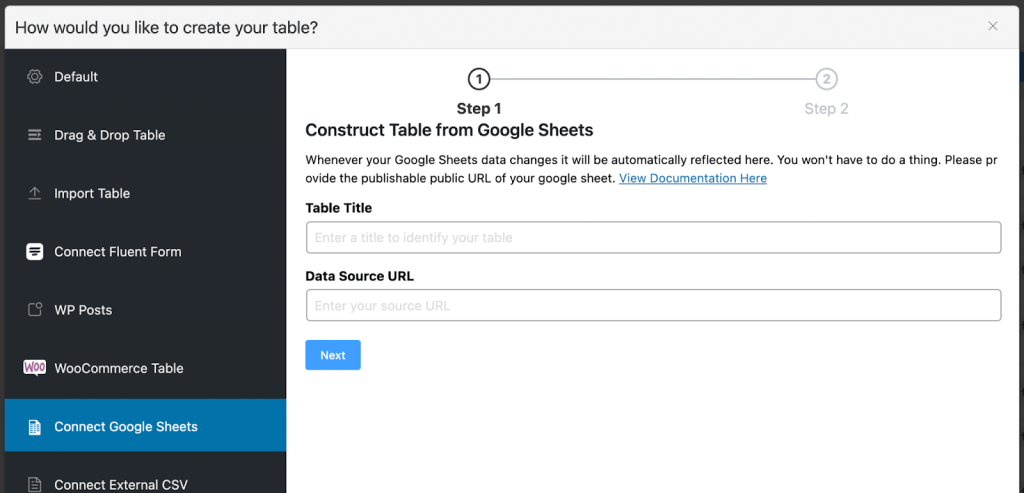 Steps of connecting sheets to Ninja tables