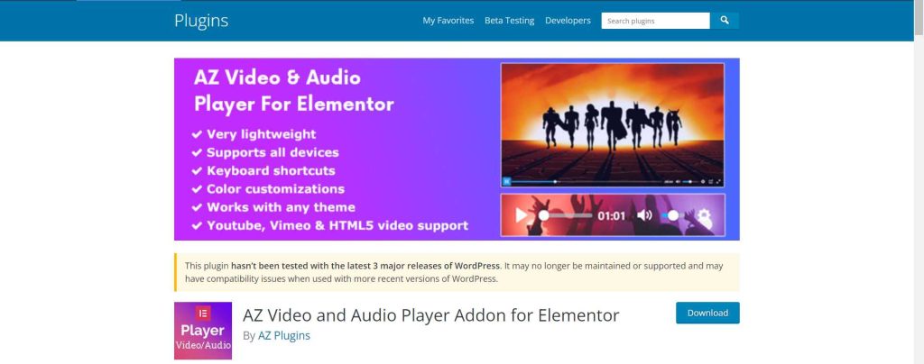 7. AZ Video and Audio Player Addon for Elementor