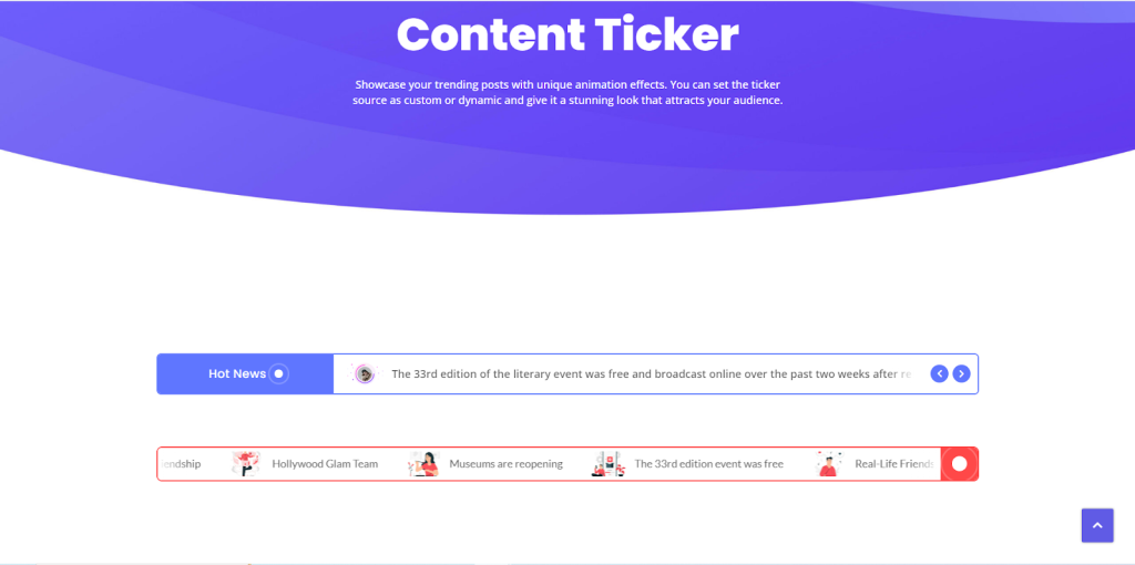 Royal Elementor Addons has a content ticker plugin