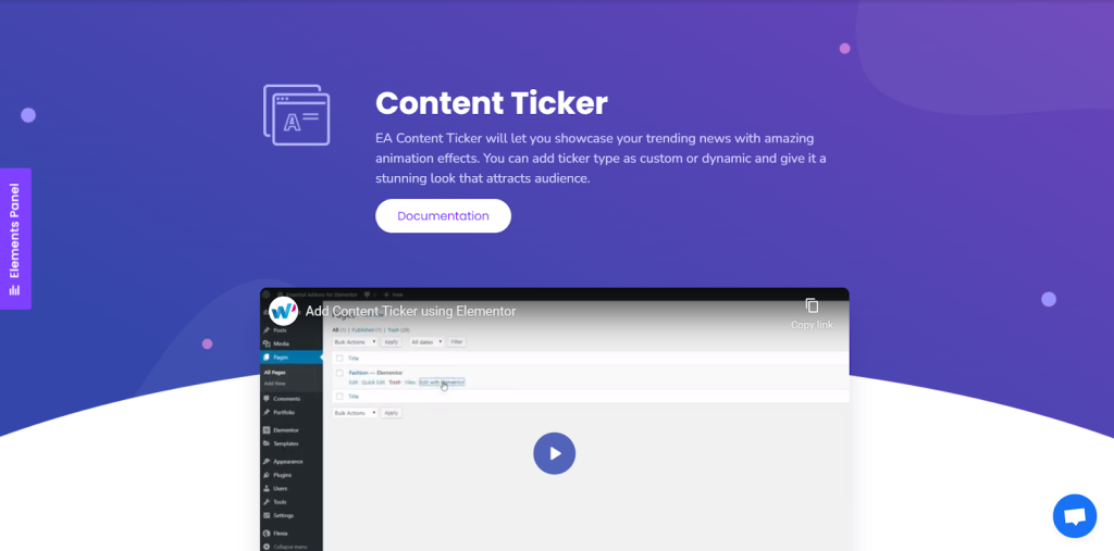 Essential Addons offers content ticker widget