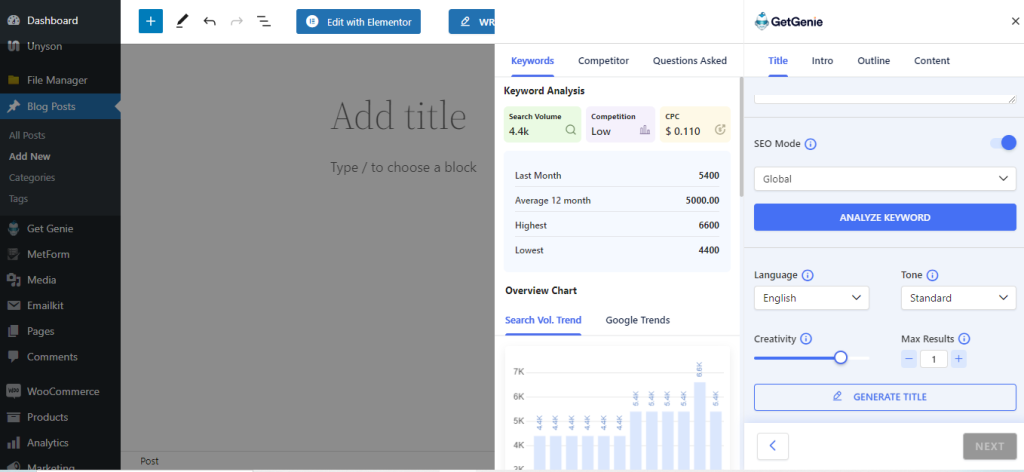 analyze keywords for a blog