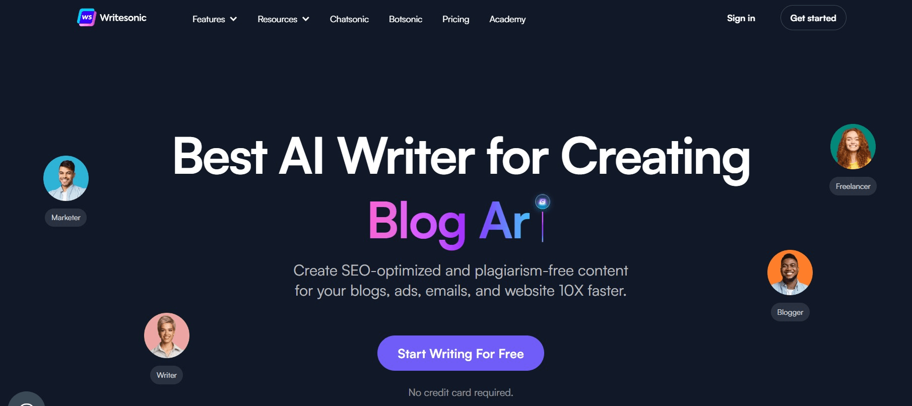 Best Ai Copywriter Free: Writesonic
