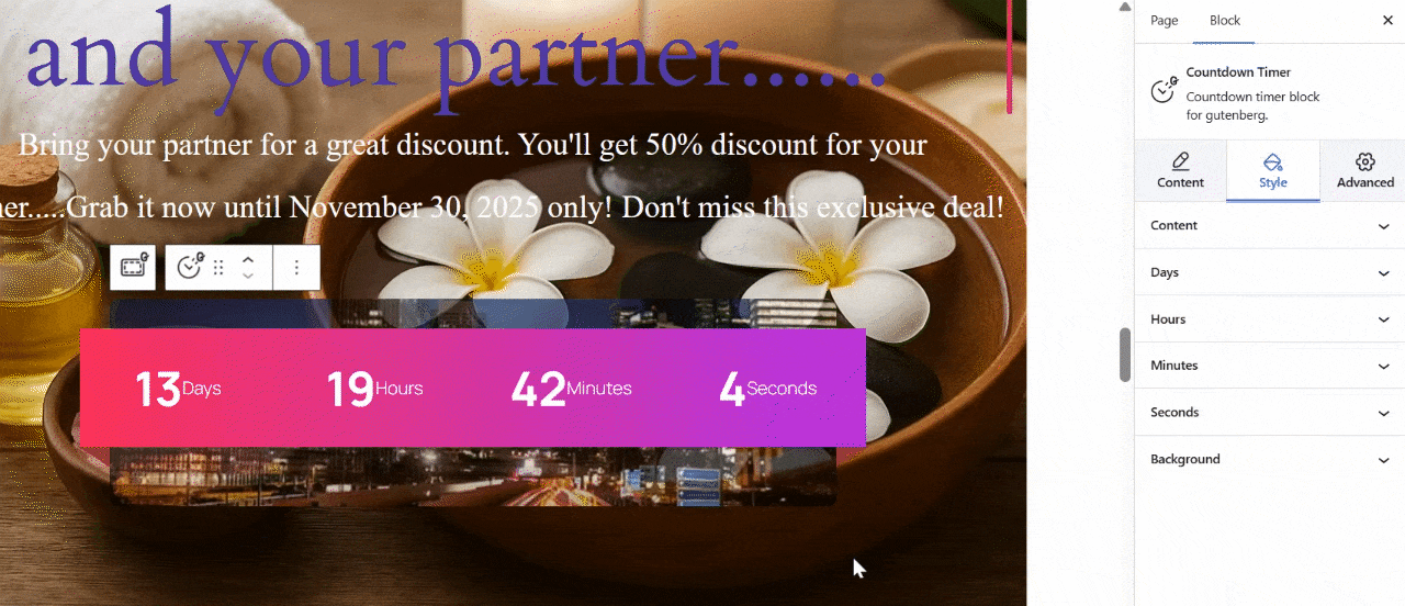 Adjust timer's height and color, typography, etc