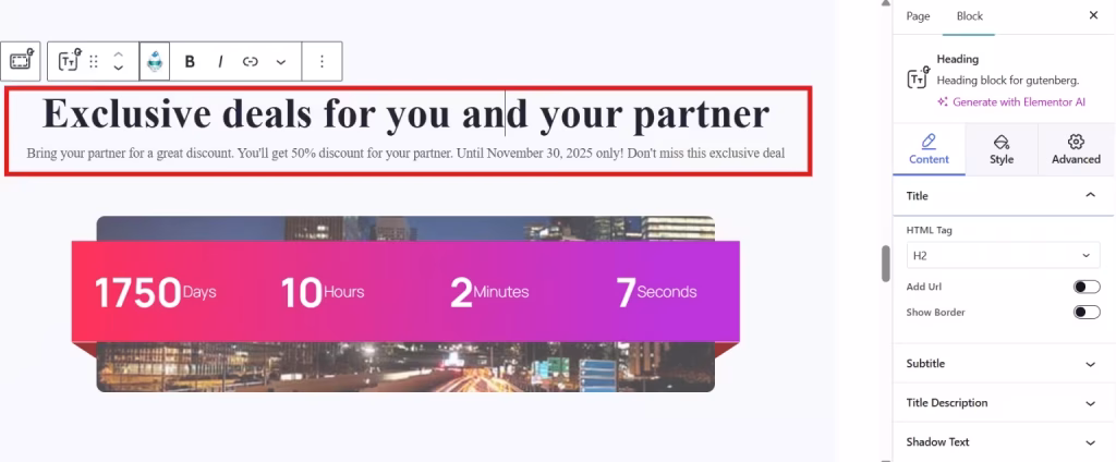 Customize countdown timer label
