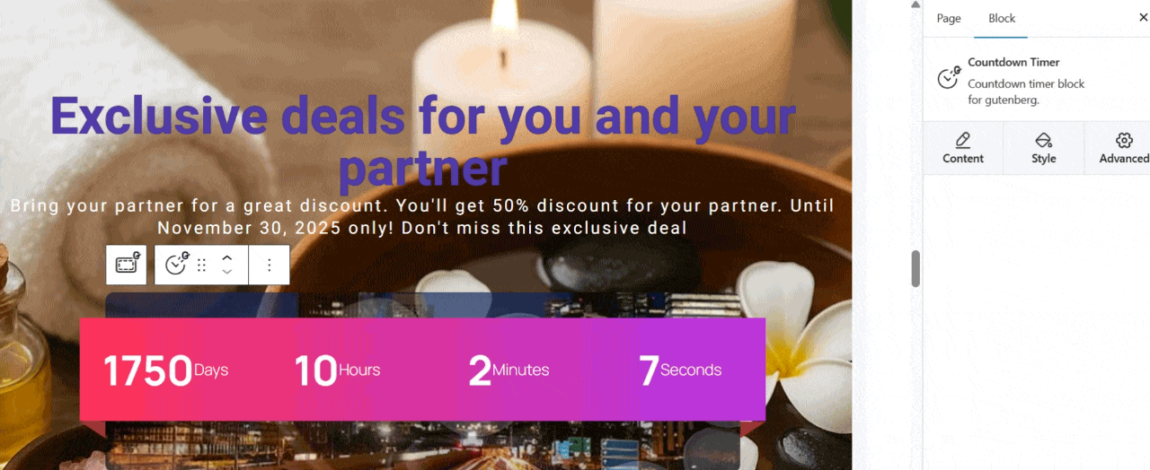 Style the countdown timer with background